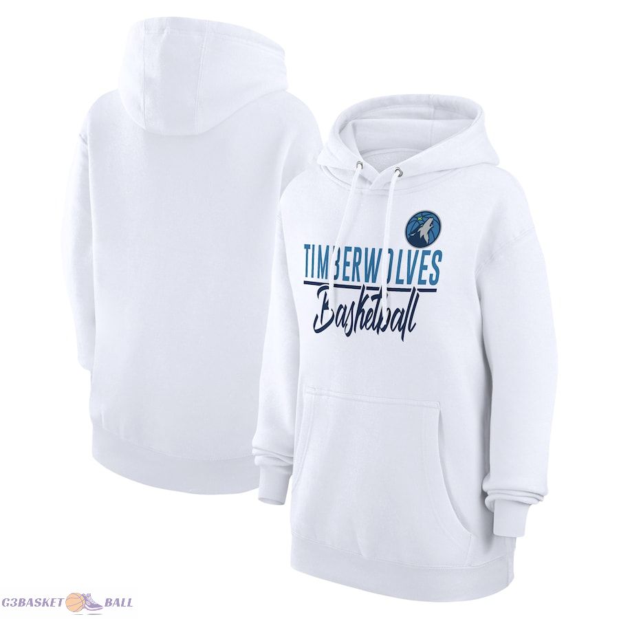 Women's Minnesota Timberwolves G-III 4Her by Carl Banks White Graphics Fleece Pullover Hoodie