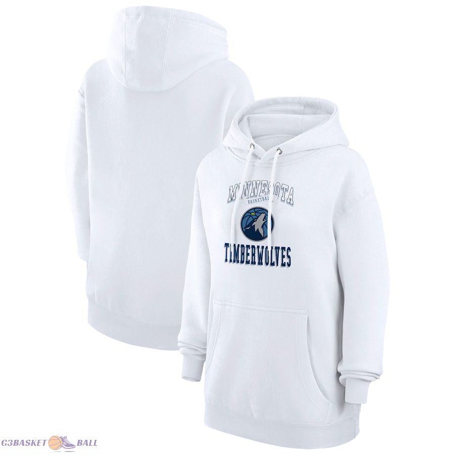 Women's Minnesota Timberwolves G-III 4Her by Carl Banks White Graphic Fleece Pullover Hoodie