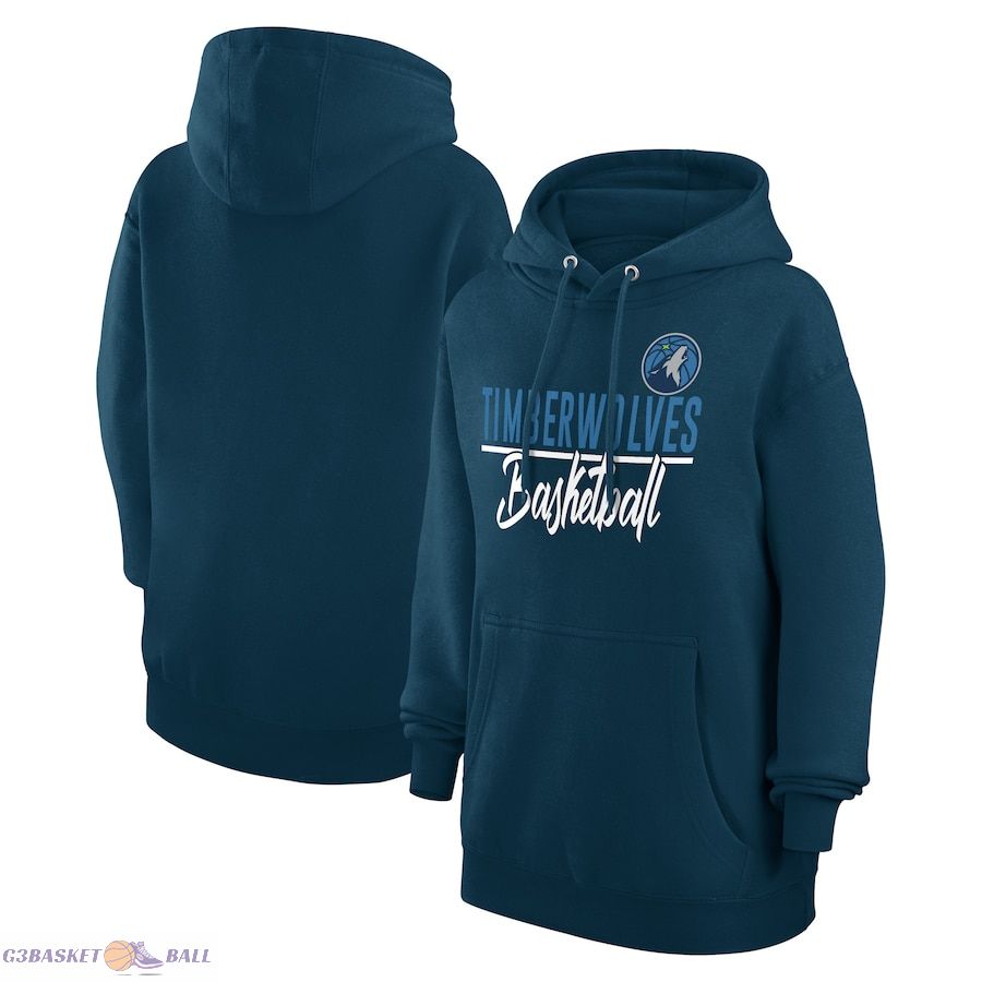 Women's Minnesota Timberwolves G-III 4Her by Carl Banks Navy Graphics Fleece Pullover Hoodie