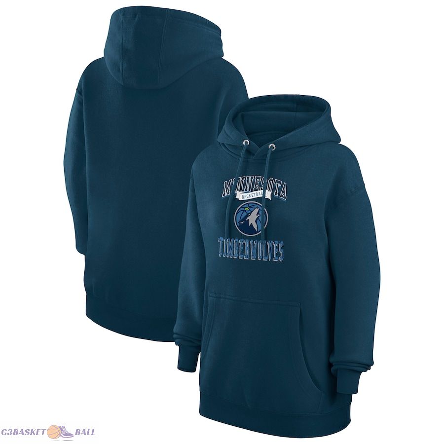 Women's Minnesota Timberwolves G-III 4Her by Carl Banks Navy Graphic Fleece Pullover Hoodie