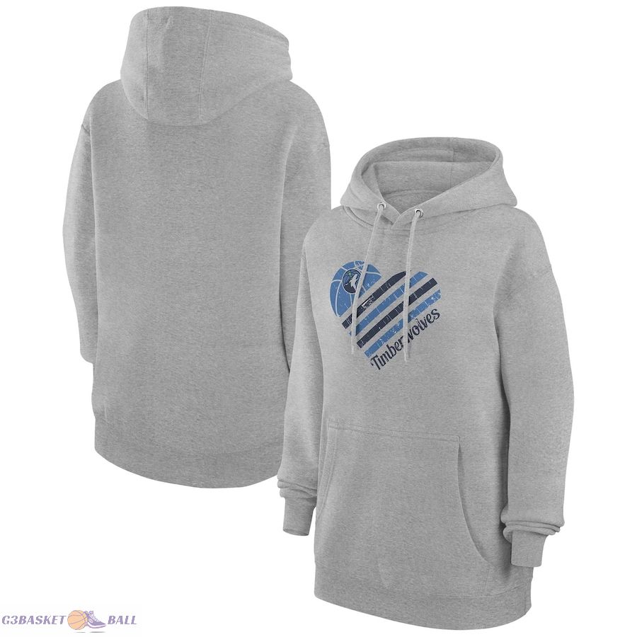 Women's Minnesota Timberwolves G-III 4Her by Carl Banks Heather Gray Heart Pullover Hoodie