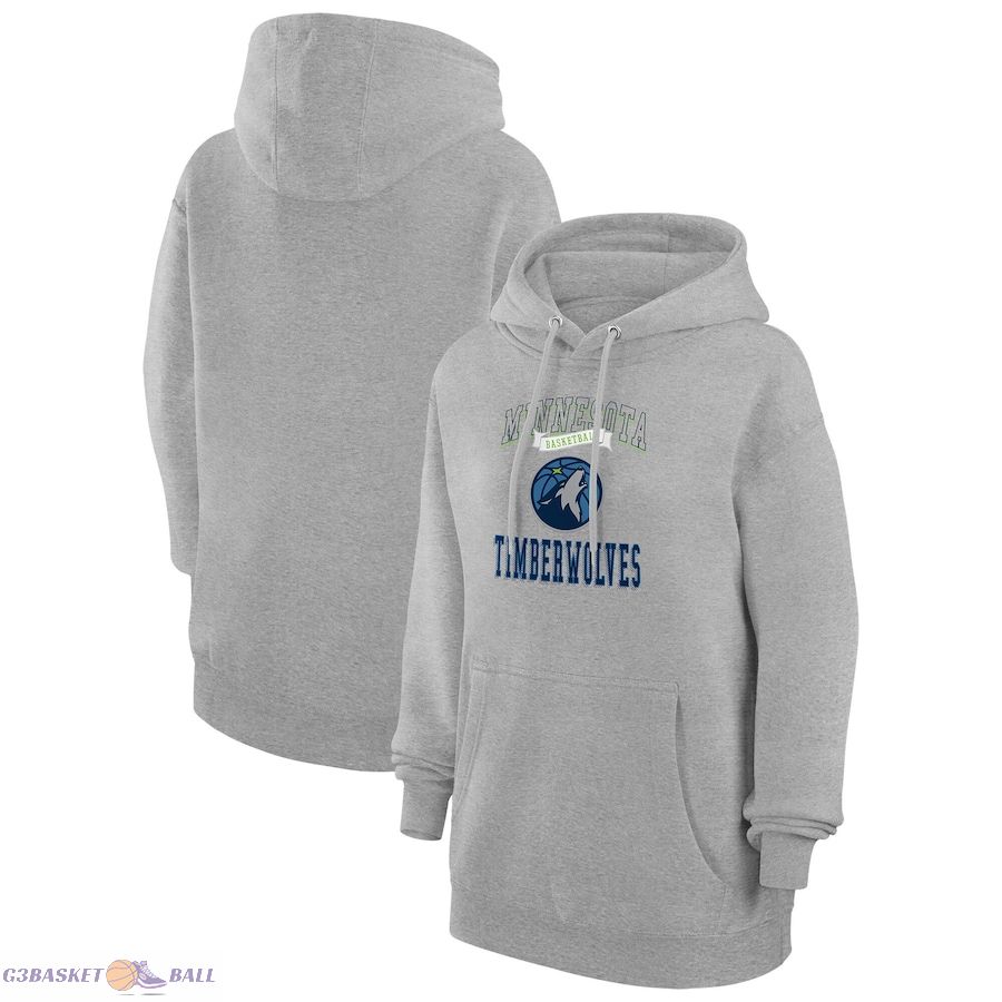 Women's Minnesota Timberwolves G-III 4Her by Carl Banks Heather Gray Graphic Fleece Pullover Hoodie