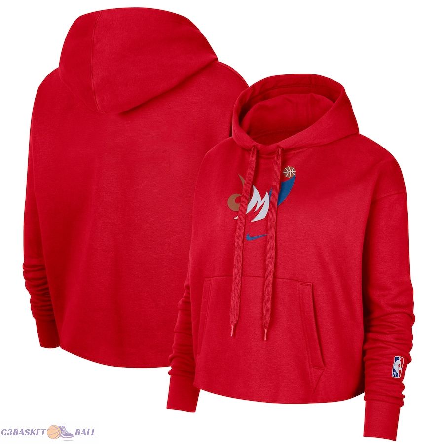 Women's Washington Wizards Nike Red 2021/22 City Edition Essential Logo Cropped Pullover Hoodie