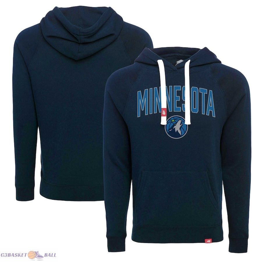 Unisex Minnesota Timberwolves Sportiqe Navy Olsen Super Soft Tri-Blend Raglan Pullover Hoodie