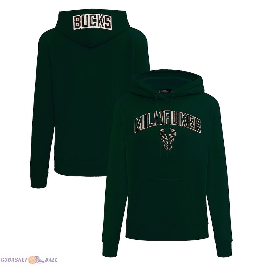 Women's Milwaukee Bucks Pro Standard Forest Green Classic FLC Pullover Hoodie