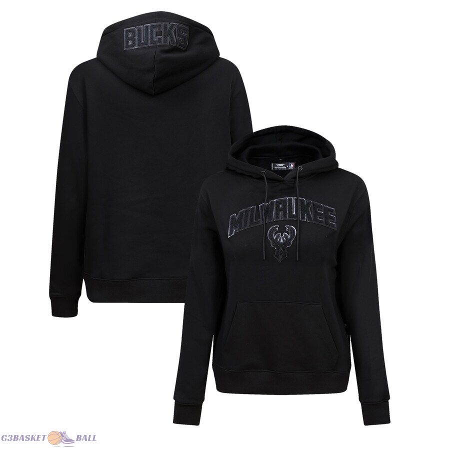 Women's Milwaukee Bucks Pro Standard Black Triple Black FLC Pullover Hoodie