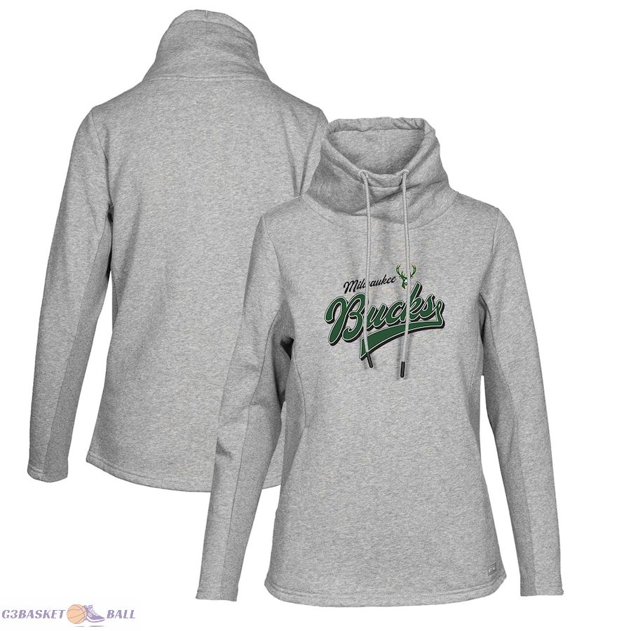 Women's Milwaukee Bucks Levelwear Gray Loop Retro Pullover Hoodie