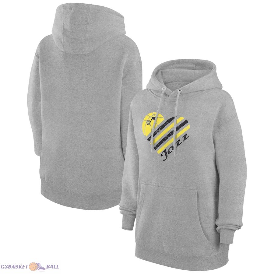 Women's Utah Jazz G-III 4Her by Carl Banks Heather Gray Heart Pullover Hoodie