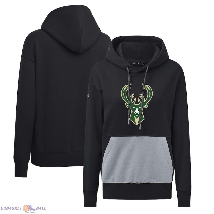 Women's Milwaukee Bucks Levelwear Black Bonfire Pullover Hoodie