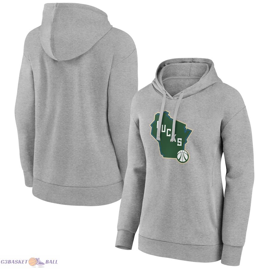 Women's Milwaukee Bucks Gray Alternate Logo Pullover Hoodie