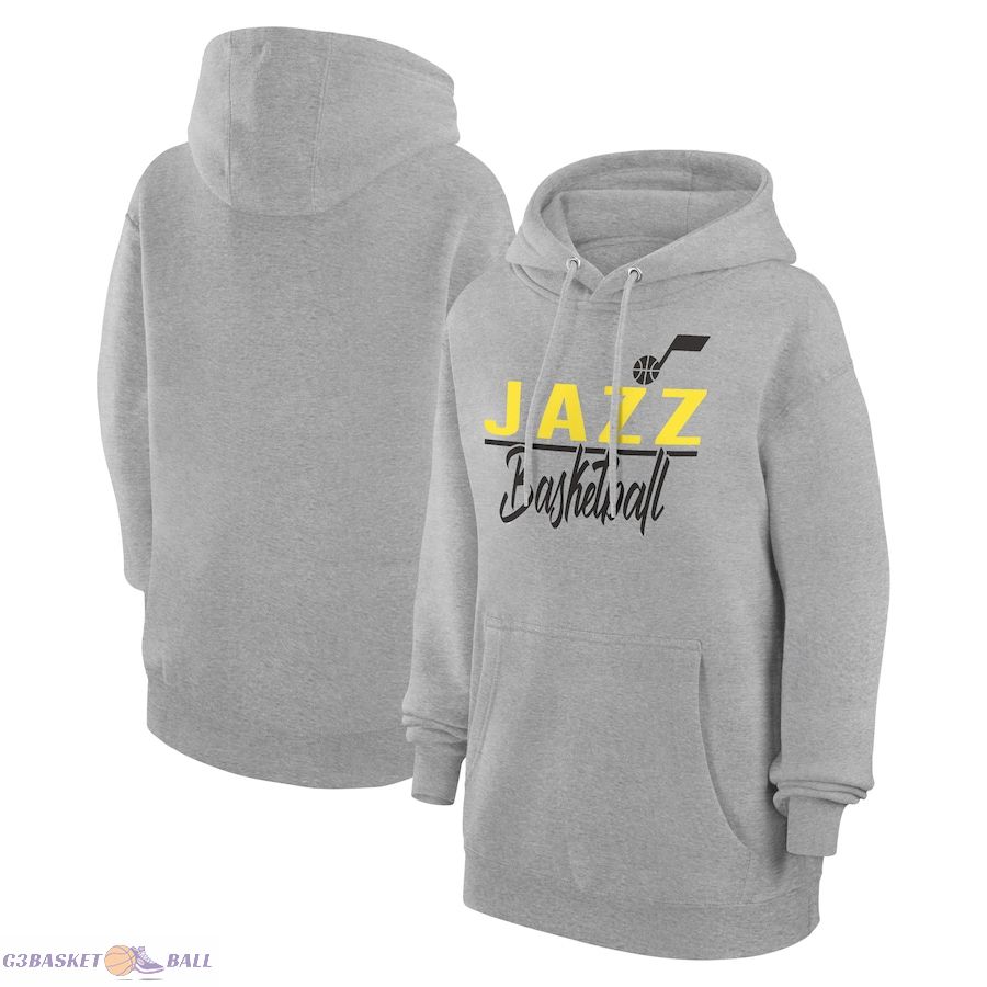 Women's Utah Jazz G-III 4Her by Carl Banks Heather Gray Graphics Fleece Pullover Hoodie