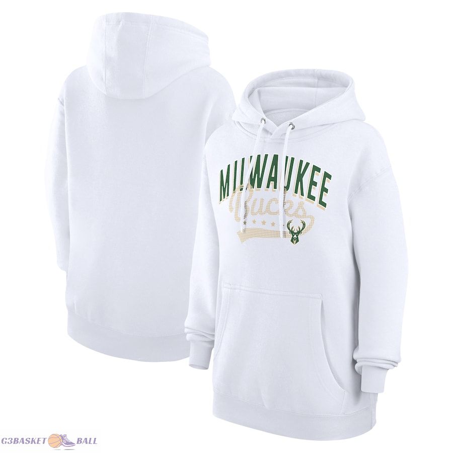 Women's Milwaukee Bucks G-III 4Her by Carl Banks White Filigree Logo Pullover Hoodie