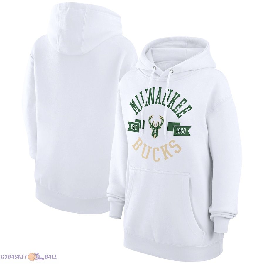 Women's Milwaukee Bucks G-III 4Her by Carl Banks White City Pullover Hoodie