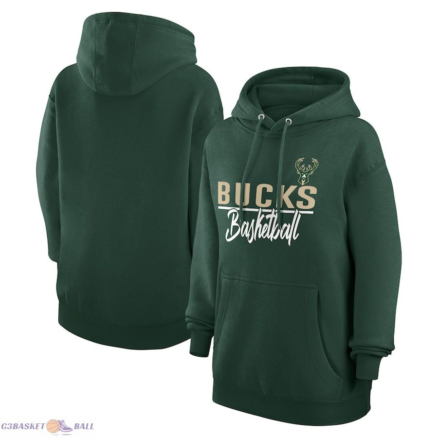 Women's Milwaukee Bucks G-III 4Her by Carl Banks Hunter Green Graphics Fleece Pullover Hoodie