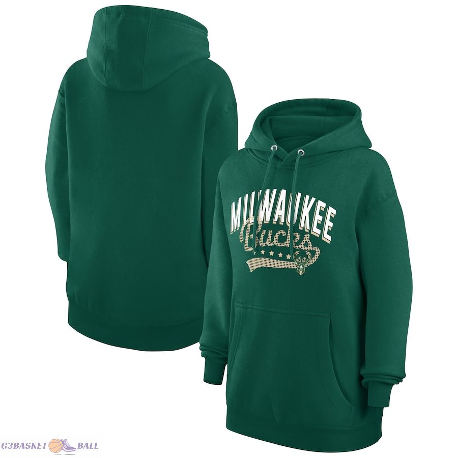 Women's Milwaukee Bucks G-III 4Her by Carl Banks Hunter Green Filigree Logo Pullover Hoodie