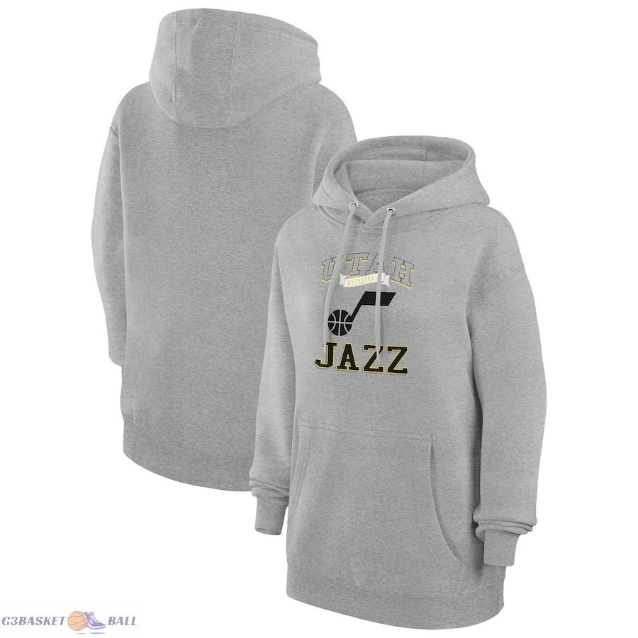 Women's Utah Jazz G-III 4Her by Carl Banks Heather Gray Graphic Fleece Pullover Hoodie