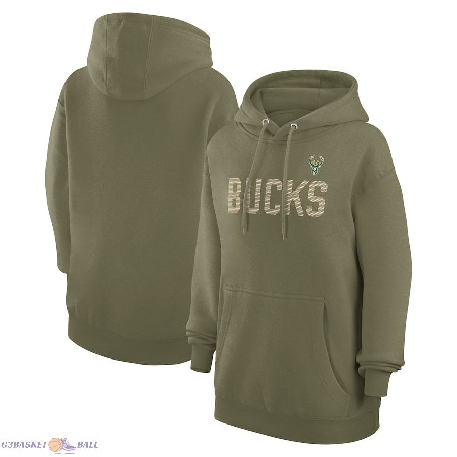 Women's Milwaukee Bucks G-III 4Her by Carl Banks Hunter Green Dot Print Pullover Hoodie