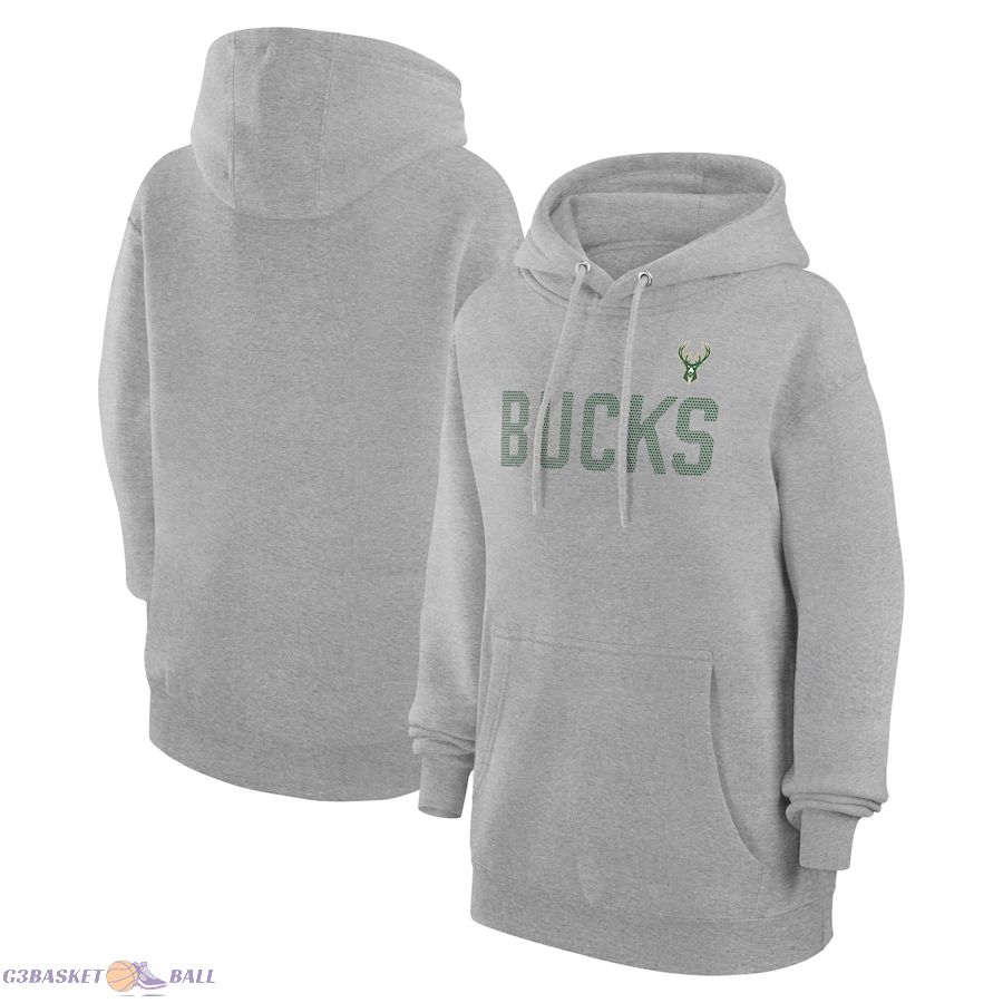 Women's Milwaukee Bucks G-III 4Her by Carl Banks Heather Gray Dot Print Pullover Hoodie