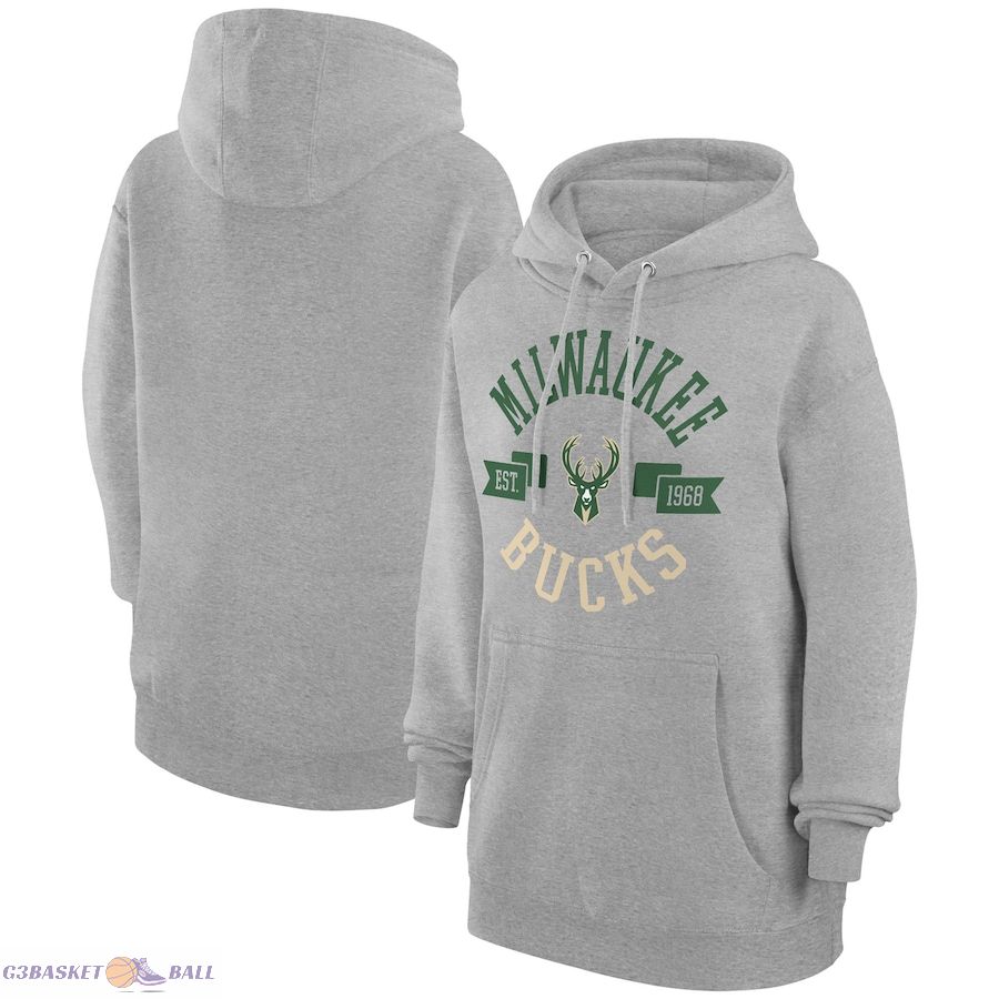 Women's Milwaukee Bucks G-III 4Her by Carl Banks Heather Gray City Pullover Hoodie