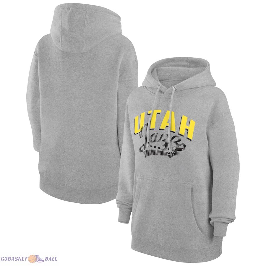 Women's Utah Jazz G-III 4Her by Carl Banks Heather Gray Filigree Logo Pullover Hoodie