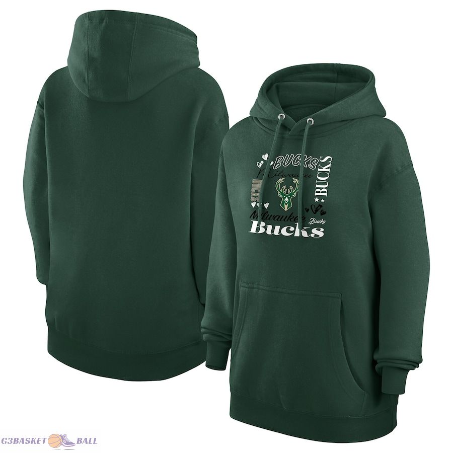 Women's Milwaukee Bucks G-III 4Her by Carl Banks Green Team Collage Graphic Fleece Pullover Hoodie