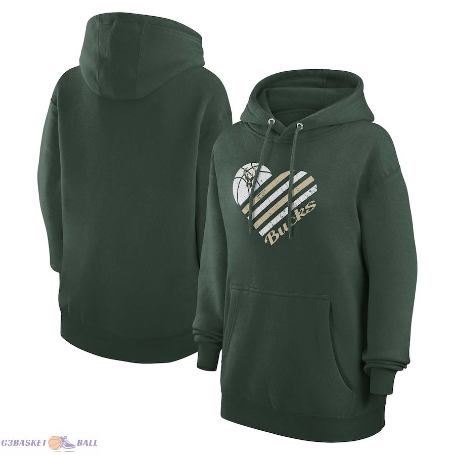 Women's Milwaukee Bucks G-III 4Her by Carl Banks Green Heart Pullover Hoodie