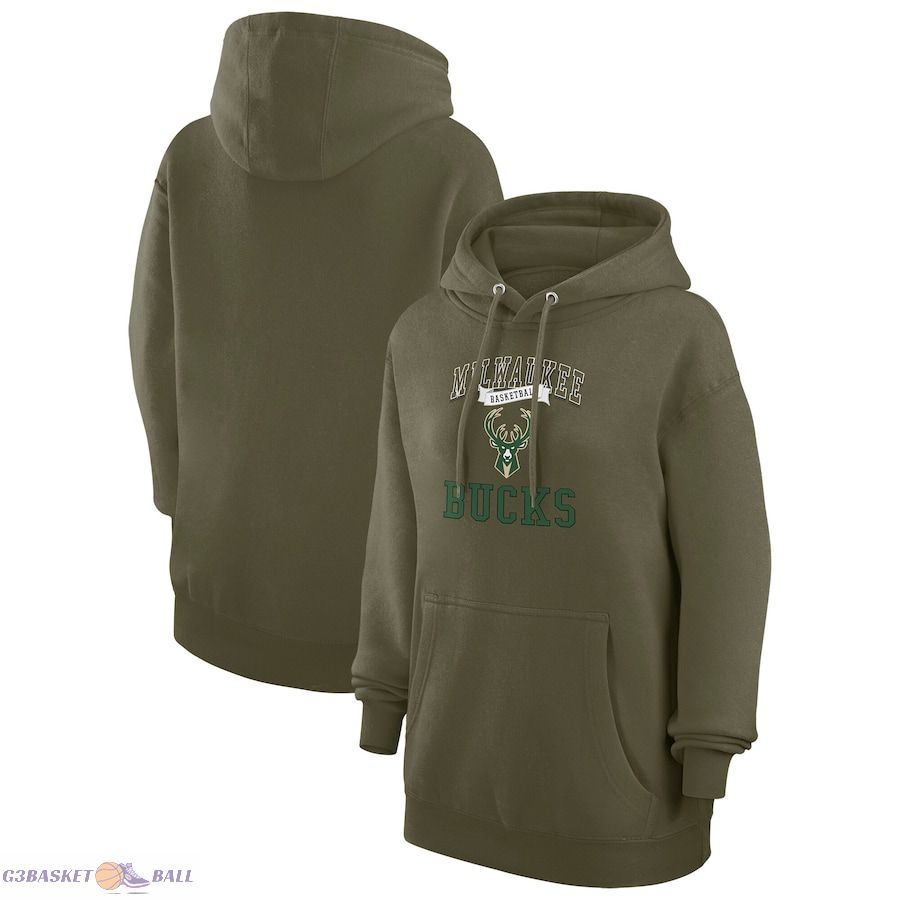 Women's Milwaukee Bucks G-III 4Her by Carl Banks Green Graphic Fleece Pullover Hoodie