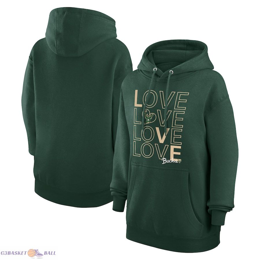 Women's Milwaukee Bucks G-III 4Her by Carl Banks Green Basketball Love Fleece Pullover Hoodie