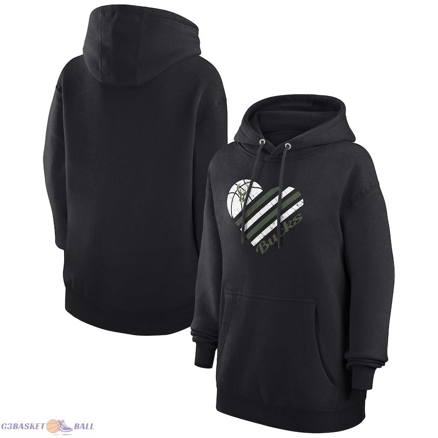 Women's Milwaukee Bucks G-III 4Her by Carl Banks Black Heart Pullover Hoodie