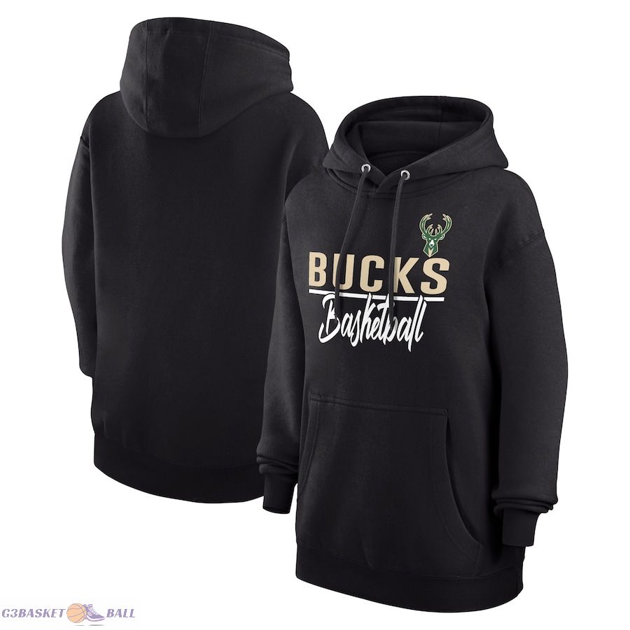 Women's Milwaukee Bucks G-III 4Her by Carl Banks Black Graphics Fleece Pullover Hoodie