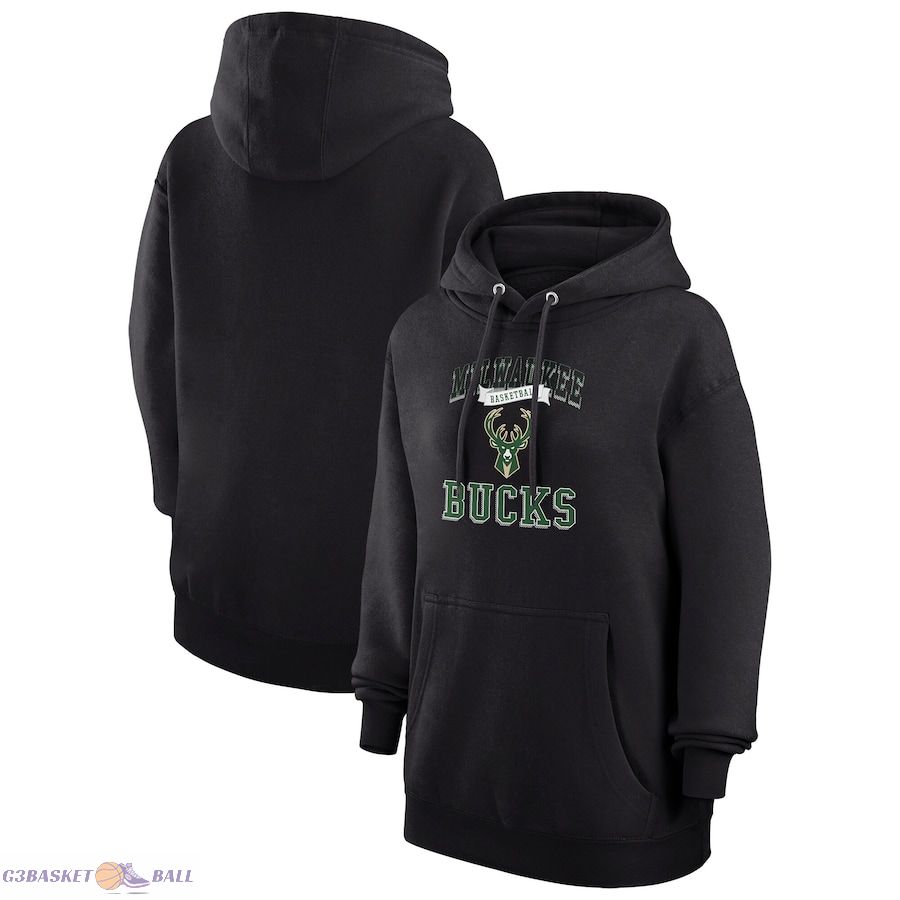 Women's Milwaukee Bucks G-III 4Her by Carl Banks Black Graphic Fleece Pullover Hoodie