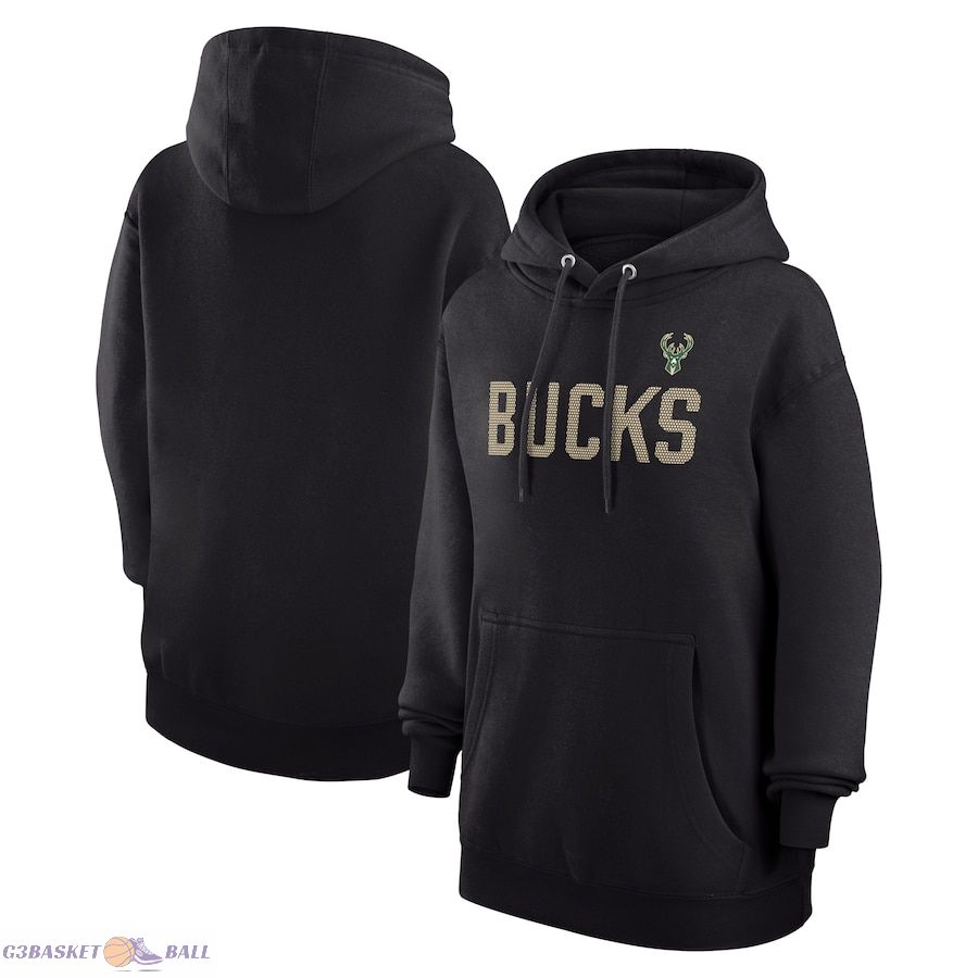 Women's Milwaukee Bucks G-III 4Her by Carl Banks Black Dot Print Pullover Hoodie