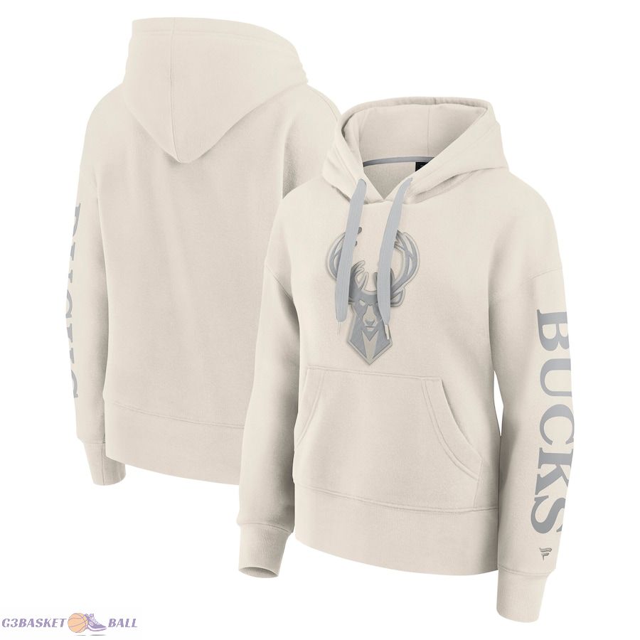 Women's Milwaukee Bucks Fanatics Cream Elements Next Pullover Hoodie