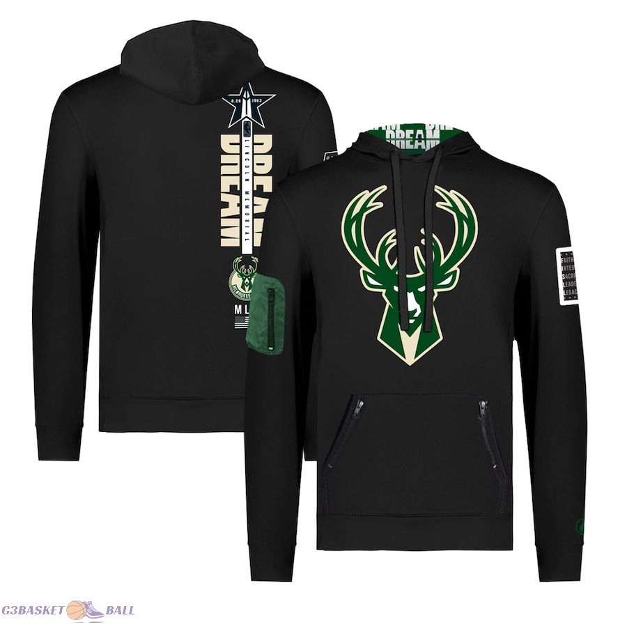 Unisex Milwaukee Bucks FISLL x Black History Collection Black Pullover Hoodie