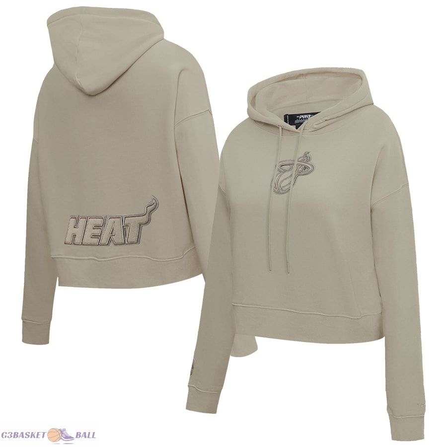 Women's Miami Heat Pro Standard Taupe Neutrals Capsule Cropped Pullover Hoodie