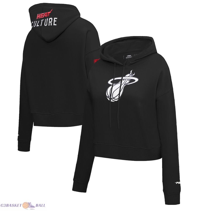 Women's Miami Heat Pro Standard Black 2023/24 City Edition Cropped Pullover Hoodie