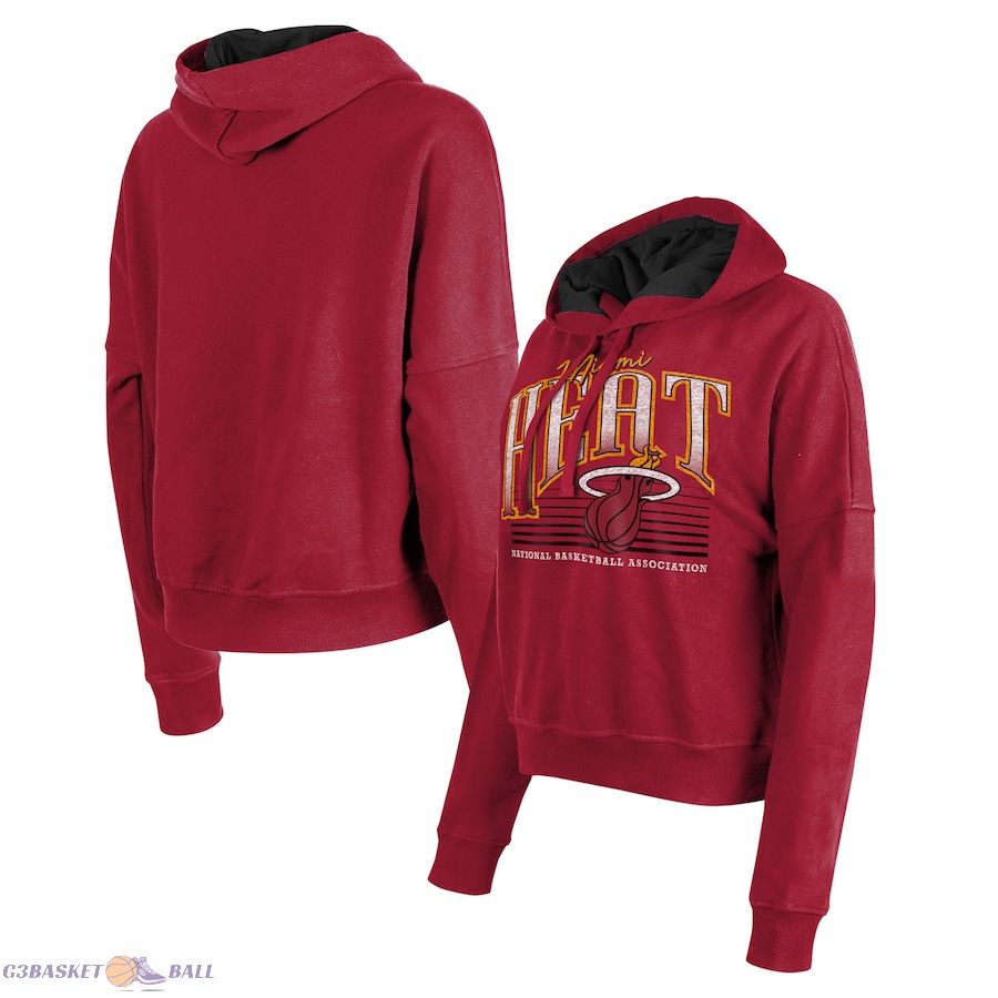 Women's Miami Heat New Era Red Boxy Pullover Hoodie