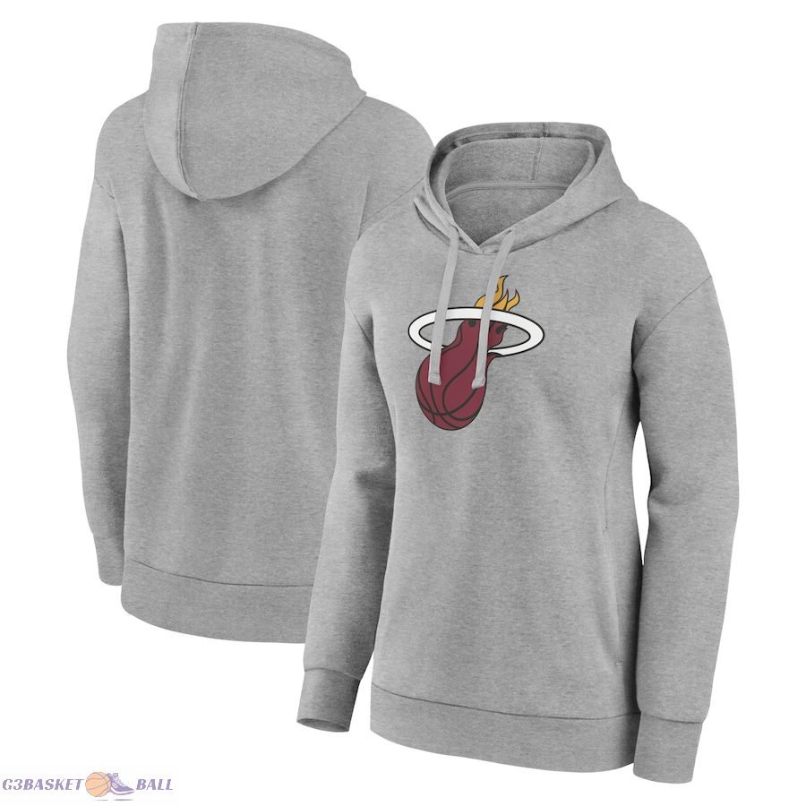 Women's Miami Heat Gray Primary Logo Pullover Hoodie