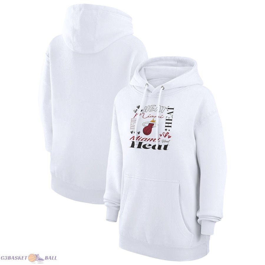 Women's Miami Heat G-III 4Her by Carl Banks White Team Collage Graphic Fleece Pullover Hoodie