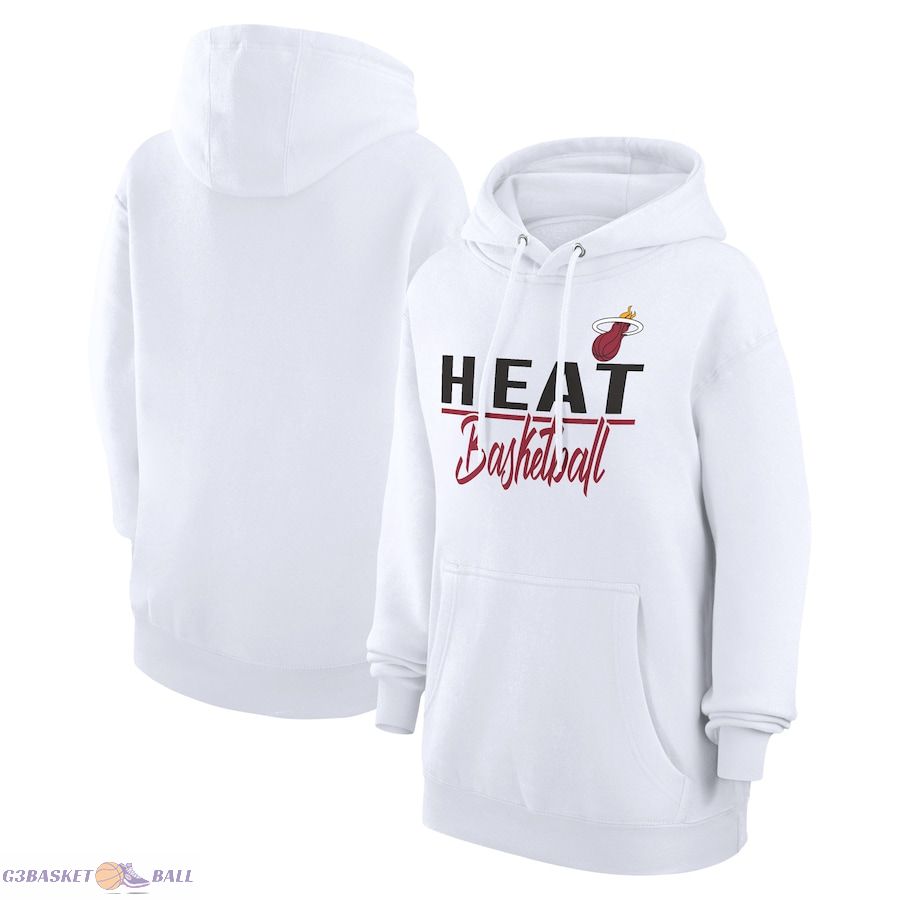 Women's Miami Heat G-III 4Her by Carl Banks White Graphics Fleece Pullover Hoodie