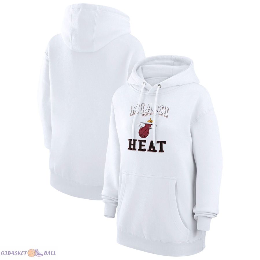 Women's Miami Heat G-III 4Her by Carl Banks White Graphic Fleece Pullover Hoodie