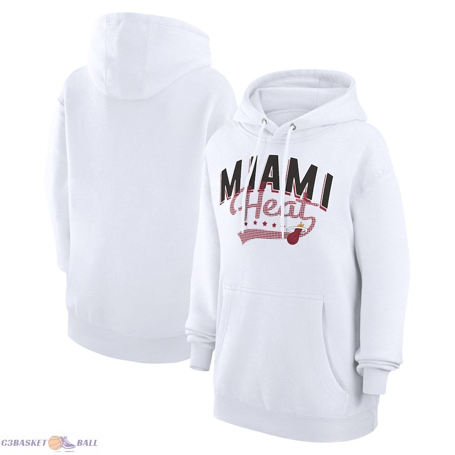 Women's Miami Heat G-III 4Her by Carl Banks White Filigree Logo Pullover Hoodie