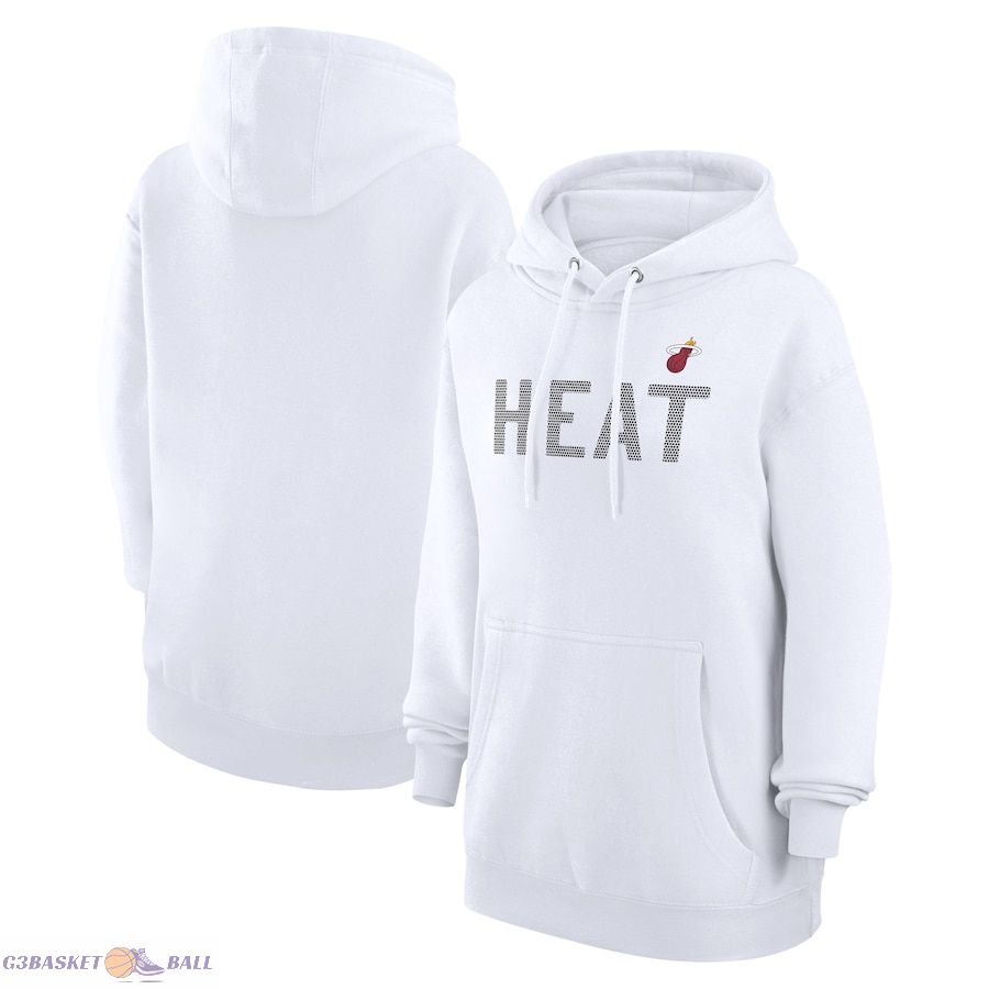 Women's Miami Heat G-III 4Her by Carl Banks White Dot Print Pullover Hoodie