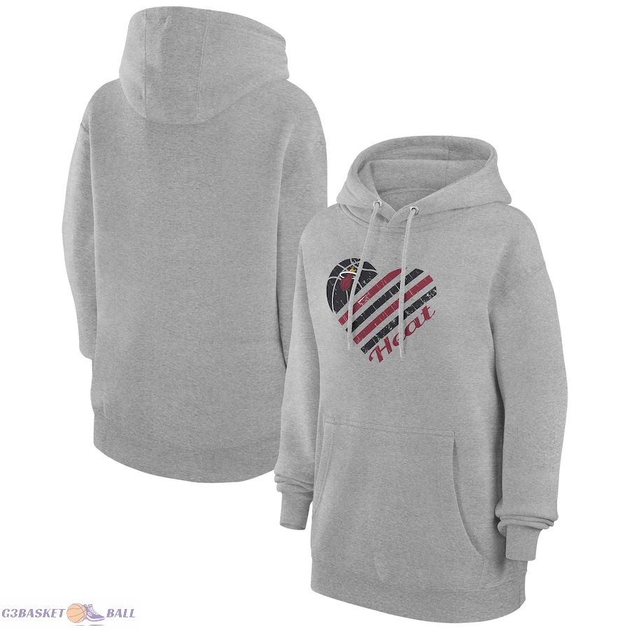 Women's Miami Heat G-III 4Her by Carl Banks Heather Gray Heart Pullover Hoodie