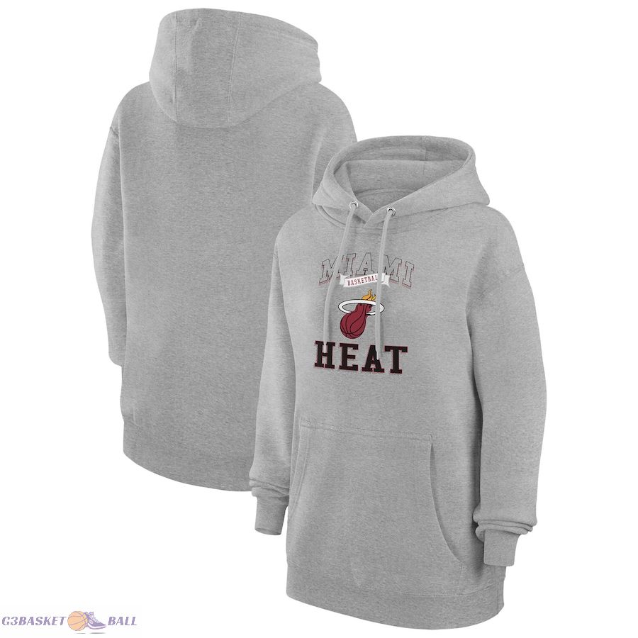 Women's Miami Heat G-III 4Her by Carl Banks Heather Gray Graphic Fleece Pullover Hoodie