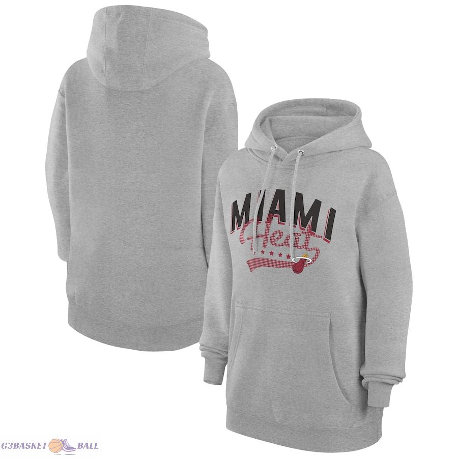 Women's Miami Heat G-III 4Her by Carl Banks Heather Gray Filigree Logo Pullover Hoodie