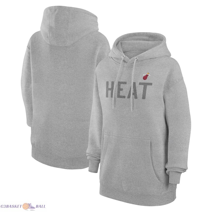 Women's Miami Heat G-III 4Her by Carl Banks Heather Gray Dot Print Pullover Hoodie