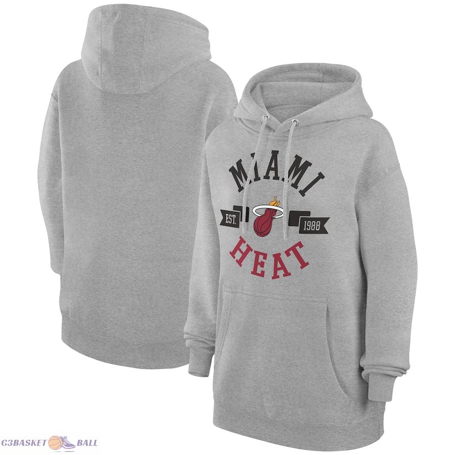 Women's Miami Heat G-III 4Her by Carl Banks Heather Gray City Pullover Hoodie