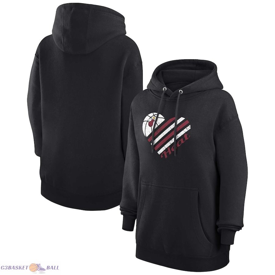 Women's Miami Heat G-III 4Her by Carl Banks Black Heart Pullover Hoodie