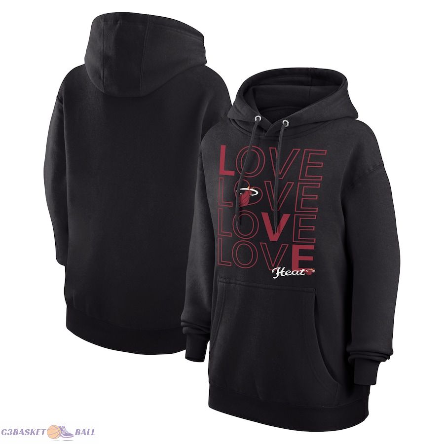 Women's Miami Heat G-III 4Her by Carl Banks Black Basketball Love Fleece Pullover Hoodie